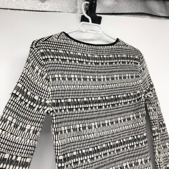 Helmet Lang Black   White knit mixed  print linen blend bodycon mini dress SP - Picture 6 of 16